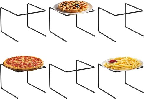 6 Pcs Black Metal Pizza Table Stands, Pizza Display Racks for Serving, Pizza Tray Stands Holder for Party Serving, For Home, Restaurant, Canteen in Kuwait