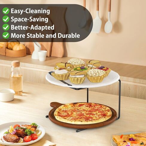 6 Pcs Black Metal Pizza Table Stands, Pizza Display Racks for Serving, Pizza Tray Stands Holder for Party Serving, For Home, Restaurant, Canteen in Kuwait