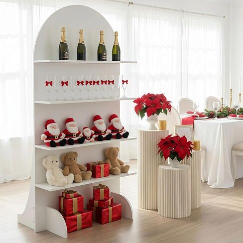 قوس عرض هدايا الزفاف الخشبي بطول 6 أقدام، تصميم أصلي من 4 طبقات لصالح الحفلات، خلفية رف للكب كيك والشراب، جدار شمبانيا للاستقبال، والاحتفال، وحفلات استقبال المولود الجديد وحفلات أعياد الميلاد، قابلة للطي، سهلة التجميع in Kuwait