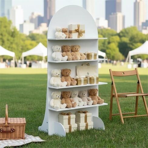 قوس عرض هدايا الزفاف الخشبي بطول 6 أقدام، تصميم أصلي من 4 طبقات لصالح الحفلات، خلفية رف للكب كيك والشراب، جدار شمبانيا للاستقبال، والاحتفال، وحفلات استقبال المولود الجديد وحفلات أعياد الميلاد، قابلة للطي، سهلة التجميع in Kuwait