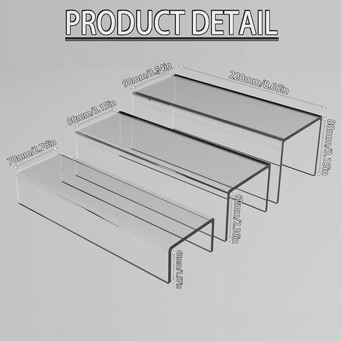 MerryNine Acrylic Risers, 6 Pcs 2 Set 8.6"L Clear Display Stand, Rectangular Acrylic Display Risers, Transparent Pop stand for Cupcakes, Figures, cosmetics, Retail, Shoe Showcase, Collectibles Display in Kuwait