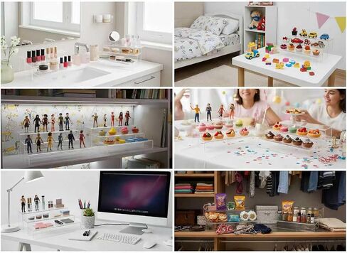 MerryNine Acrylic Risers, 6 Pcs 2 Set 8.6"L Clear Display Stand, Rectangular Acrylic Display Risers, Transparent Pop stand for Cupcakes, Figures, cosmetics, Retail, Shoe Showcase, Collectibles Display in Kuwait