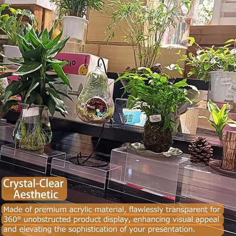 MerryNine Acrylic Risers, 6 Pcs 2 Set 8.6"L Clear Display Stand, Rectangular Acrylic Display Risers, Transparent Pop stand for Cupcakes, Figures, cosmetics, Retail, Shoe Showcase, Collectibles Display in Kuwait