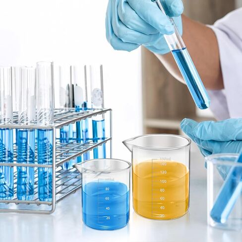 6 Pcs Plastic Graduated Beaker, 6 Sizes Transparent PP Measuring Cup Mixing Cup Lab Measuring Cups in 500ml/250ml/150ml/100ml/50 ml, 25 ml Capacity for Kitchen Lab Science Experiments in Saudi Arabia