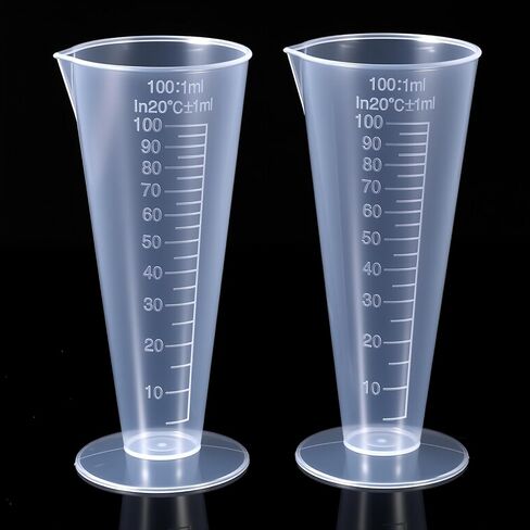 Plastic Graduated Measuring Cup, 100mL Round Base Cone Shape Graduated Beaker Clear Capacity Beaker for Kitchen Lab(2Pack) in Saudi Arabia
