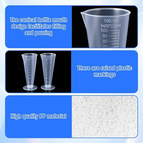 Plastic Graduated Measuring Cup, 100mL Round Base Cone Shape Graduated Beaker Clear Capacity Beaker for Kitchen Lab(2Pack) in Saudi Arabia