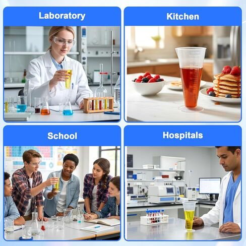 Plastic Graduated Measuring Cup, 100mL Round Base Cone Shape Graduated Beaker Clear Capacity Beaker for Kitchen Lab(2Pack) in Saudi Arabia