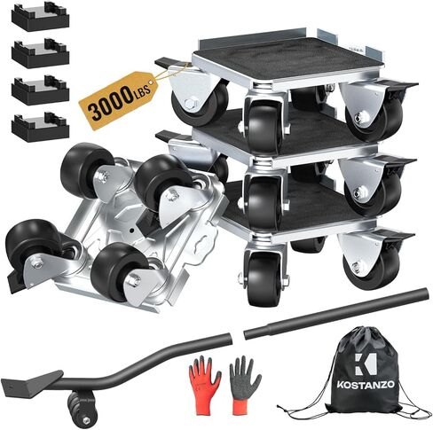 Furniture Moving Dolly with Reinforced Steel Panel Heavy Duty,360°Swivel & Top Brake Furniture Movers with Wheels,Furniture Lifter Set of 4 up to 3000 LBS for Appliances,Sofa,Fridge,Washing Machine in Saudi Arabia
