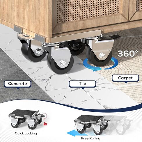 Furniture Moving Dolly with Reinforced Steel Panel Heavy Duty,360°Swivel & Top Brake Furniture Movers with Wheels,Furniture Lifter Set of 4 up to 3000 LBS for Appliances,Sofa,Fridge,Washing Machine in Saudi Arabia