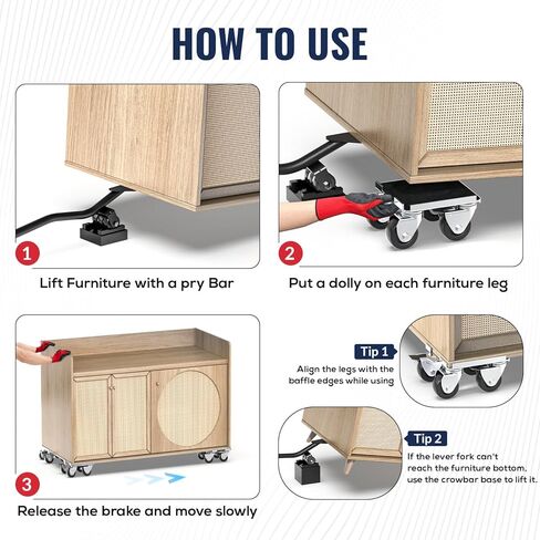 Furniture Moving Dolly with Reinforced Steel Panel Heavy Duty,360°Swivel & Top Brake Furniture Movers with Wheels,Furniture Lifter Set of 4 up to 3000 LBS for Appliances,Sofa,Fridge,Washing Machine in Saudi Arabia
