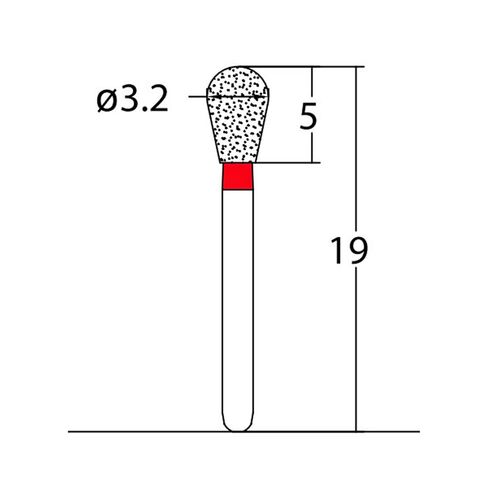 Pear 3.2 mm Dia. Fine Grit Diamond Dental Bur 25 Pcs. 237.32F1 in Saudi Arabia