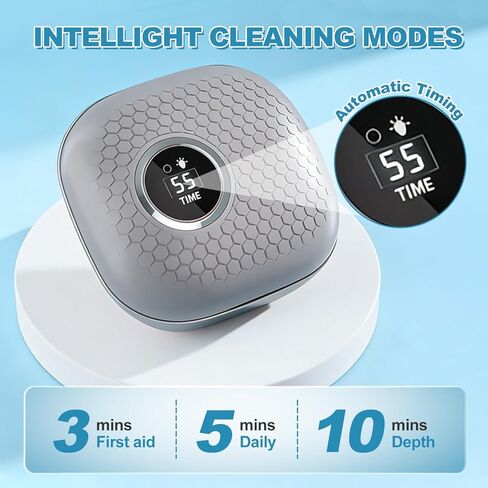 منظف ​​العدسات اللاصقة بالموجات فوق الصوتية 50 كيلو هرتز مع آلة تنظيف العدسات اللاصقة الخفيفة القابلة لإعادة الشحن مع 4 أوضاع توقيت، أدوات العناية بالعدسات اللاصقة المحمولة للسفر المنزلي in Kuwait