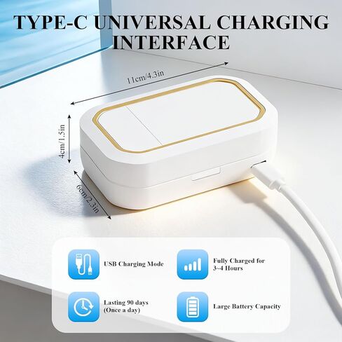 آلة تنظيف العدسات اللاصقة، منظف العدسات اللاصقة بالموجات فوق الصوتية المحمول مع 4 أوضاع توقيت، التطهير بالضوء الأزرق، اهتزاز عالي التردد 360 درجة لتنظيف العدسات الناعمة، العدسات اللاصقة الملونة in Kuwait