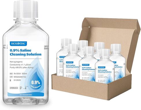 محلول تنظيف ملحي بنسبة 0.9%، محلول عادي، جاهز للاستخدام للتنظيف اليومي، للاستخدام المنزلي، 500 مل /16.91 أونصة سائلة in Kuwait