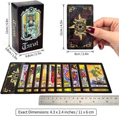 Tarot Cards Deck, 78 Holographic Classic Tarot Cards with Surface Laser with English Edition Guidebook for Beginners in Kuwait