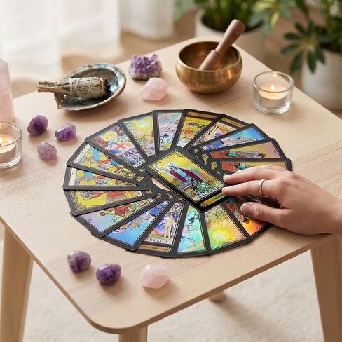 Tarot Cards Deck, 78 Holographic Classic Tarot Cards with Surface Laser with English Edition Guidebook for Beginners in Kuwait