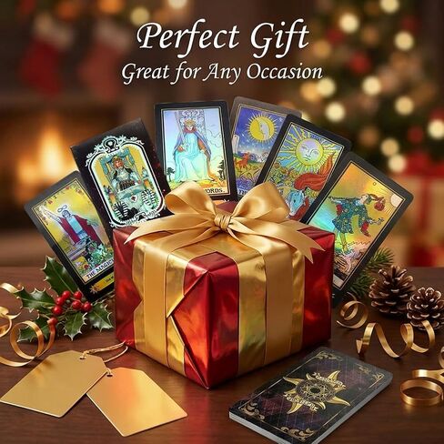 Tarot Cards Deck, 78 Holographic Classic Tarot Cards with Surface Laser with English Edition Guidebook for Beginners in Kuwait