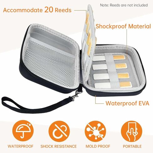 Reeds Case Storage Bag Reed Carrying Holder for Clarinet Saxophone Waterproof Portable Clarinet Reeds Case 20Pcs Storage Capacity (Not Including Reeds) in Saudi Arabia
