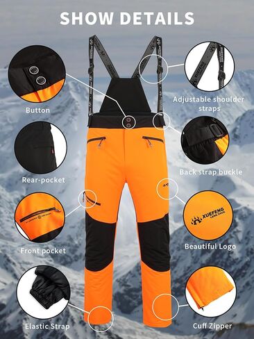 EVIL WOLF Men's Ski Jacket and Pants Set, Waterproof Windproof Snow Suit, Detachable Suspenders, Multiple Colors in Saudi Arabia