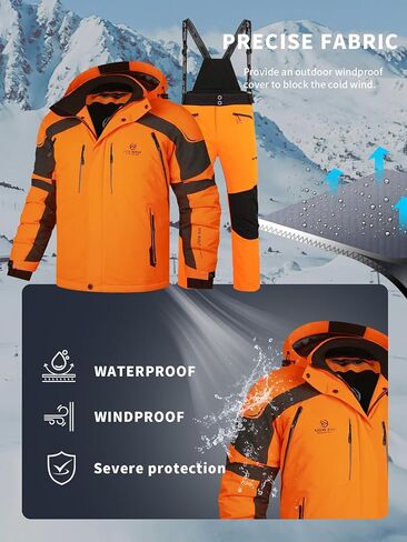 EVIL WOLF Men's Ski Jacket and Pants Set, Waterproof Windproof Snow Suit, Detachable Suspenders, Multiple Colors in Saudi Arabia