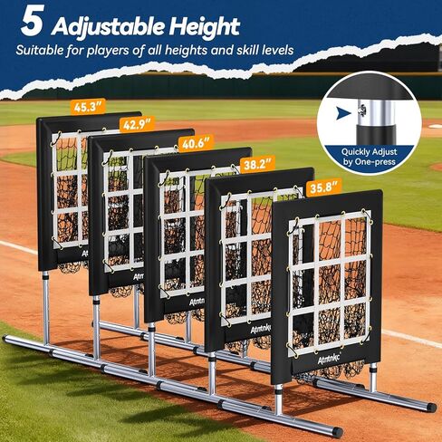 9 Hole Pitching Net with Strike Zone, Heavy-Duty Baseball & Softball Training Equipment for Pitching and Hitting, 5 Height Adjustable 9 Pocket Target, Portable Practice Equipment for All Ages in Saudi Arabia