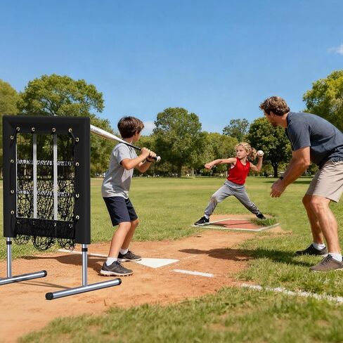 9 Hole Pitching Net with Strike Zone, Heavy-Duty Baseball & Softball Training Equipment for Pitching and Hitting, 5 Height Adjustable 9 Pocket Target, Portable Practice Equipment for All Ages in Saudi Arabia