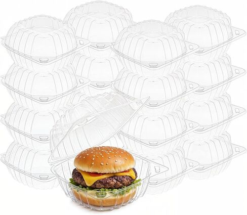 150 Pack Clear Thickening Plastic Hinged Take Out Containers Disposable Clamshell Food Cake Containers with Lids 5.9 x 5.9 x 3.3 inch for Dessert, Cakes, Salads, Pasta, Sandwiches in Saudi Arabia