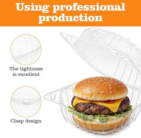 150 Pack Clear Thickening Plastic Hinged Take Out Containers Disposable Clamshell Food Cake Containers with Lids 5.9 x 5.9 x 3.3 inch for Dessert, Cakes, Salads, Pasta, Sandwiches in Saudi Arabia