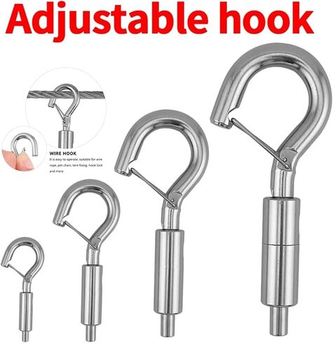 خطاف زنبركي، 10 قطع خطاف زنبركي حبل سلكي قابل للتعديل متعدد الوظائف لأدوات التعليق مثل المعرض (خطاف كبير) in Kuwait