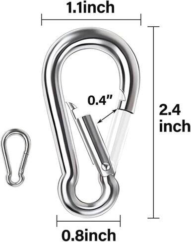 خطاف زنبركي، 15 قطعة خطاف زنبركي من الفولاذ المقاوم للصدأ 304 - مشبك حلقة مفاتيح خارجي 300 رطل شديد التحمل in Kuwait