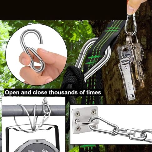 خطاف زنبركي، 15 قطعة خطاف زنبركي من الفولاذ المقاوم للصدأ 304 - مشبك حلقة مفاتيح خارجي 300 رطل شديد التحمل in Kuwait