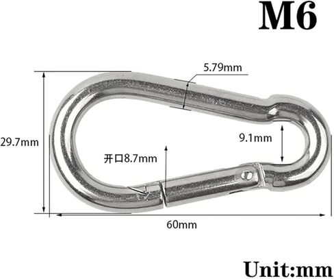 خطاف زنبركي، 10 قطع من الفولاذ المقاوم للصدأ حلقة توصيل سريعة بإبزيم أمان زنبركي (60 مم) in Kuwait
