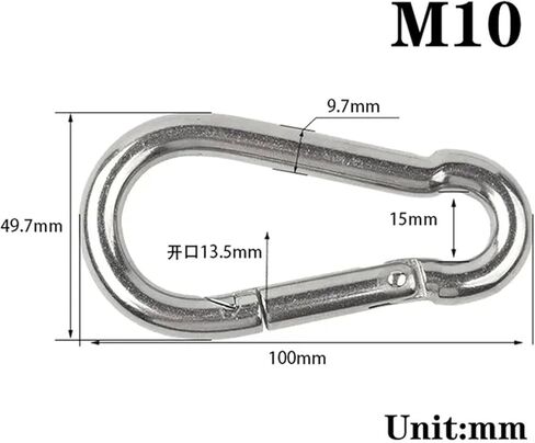 خطاف زنبركي، 10 قطع من الفولاذ المقاوم للصدأ حلقة توصيل سريعة بإبزيم أمان زنبركي (100 مم) in Kuwait