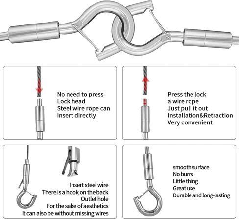 خطاف زنبركي، 10 قطع خطاف زنبركي حبل سلكي قابل للتعديل متعدد الوظائف لأدوات التعليق مثل المعرض (خطاف كبير جدًا) in Kuwait