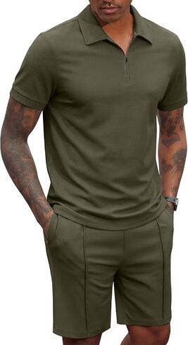 COOFANDY Men's Polo Shirt and Shorts Set 2 Piece Outfits Fashion Summer Casual Tracksuits in Saudi Arabia
