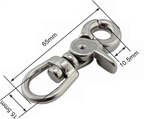 خطاف زنبركي، 5 قطع خطاف مشبك زنبركي دوار 65 مم من الفولاذ المقاوم للصدأ 316 in Kuwait