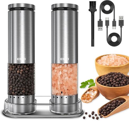 Electric Salt and Pepper Grinder Set Rechargeable, Automatic Salt and Pepper Shakers Mills External Adjustable Coarseness, Kitchen Gadgets, Stocking Stuffers Christmas Cooking Gifts for Men Women in Saudi Arabia