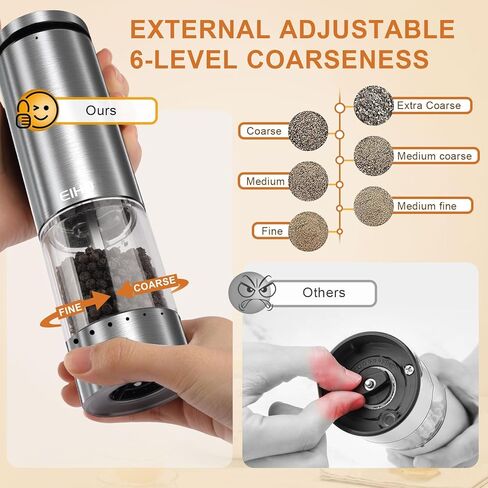 Electric Salt and Pepper Grinder Set Rechargeable, Automatic Salt and Pepper Shakers Mills External Adjustable Coarseness, Kitchen Gadgets, Stocking Stuffers Christmas Cooking Gifts for Men Women in Saudi Arabia