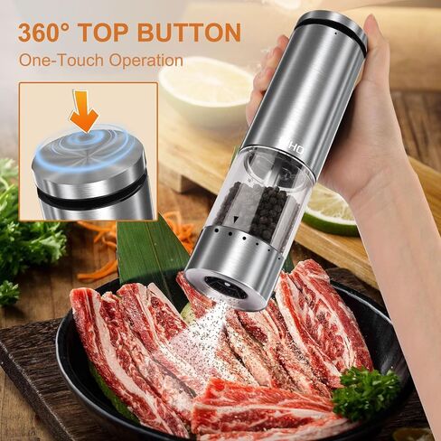 Electric Salt and Pepper Grinder Set Rechargeable, Automatic Salt and Pepper Shakers Mills External Adjustable Coarseness, Kitchen Gadgets, Stocking Stuffers Christmas Cooking Gifts for Men Women in Saudi Arabia