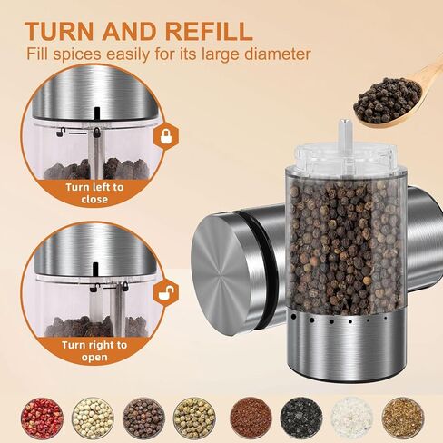 Electric Salt and Pepper Grinder Set Rechargeable, Automatic Salt and Pepper Shakers Mills External Adjustable Coarseness, Kitchen Gadgets, Stocking Stuffers Christmas Cooking Gifts for Men Women in Saudi Arabia