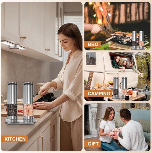 Electric Salt and Pepper Grinder Set Rechargeable, Automatic Salt and Pepper Shakers Mills External Adjustable Coarseness, Kitchen Gadgets, Stocking Stuffers Christmas Cooking Gifts for Men Women in Saudi Arabia