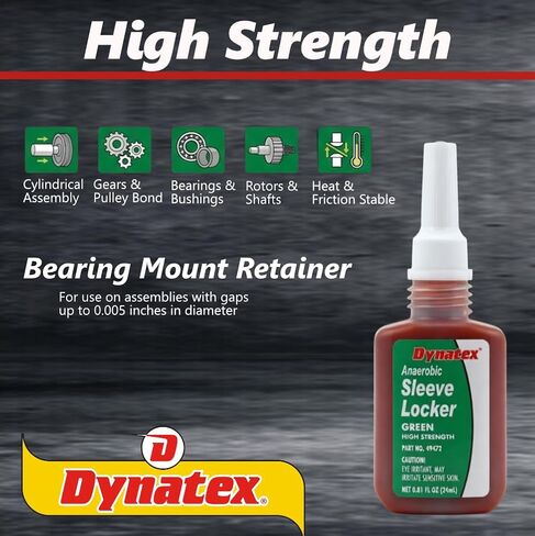 زجاجة Dynatex Green عالية القوة ذات الأكمام 0.80 أونصة - لاهوائية، فتل، احتفاظ عالي القوة، أقفال الأجزاء الأسطوانية (عبوتان) in Saudi Arabia