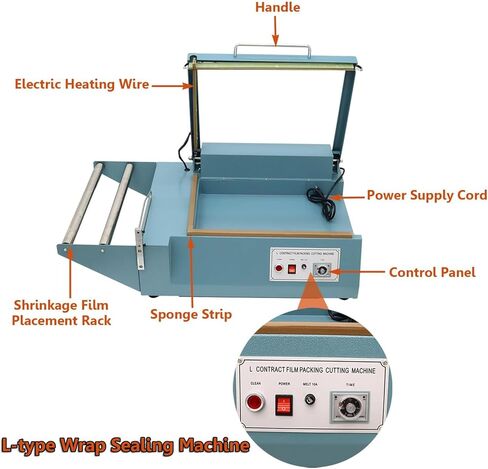 Wrap Sealing Machine, Heat Sealer Wrapping Machine with 0 to 3s Sealing and Cutting Time, Heavy Duty Heat Shrink Wrap Packing Tool, for Household in Saudi Arabia