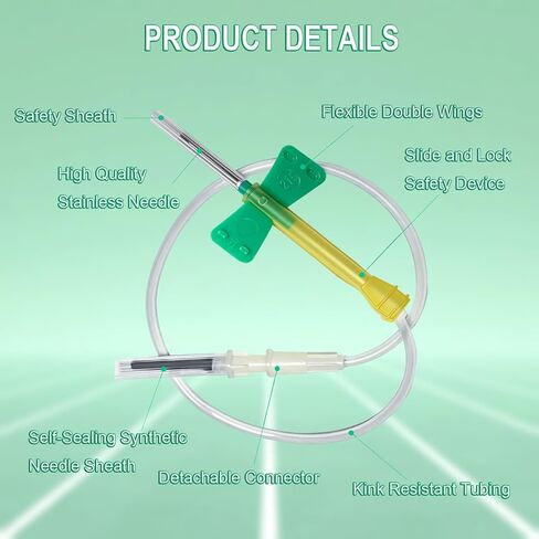 21G Butterfly Needles 50Pcs, Collection Needle 21g Luer 3/4" X 10" Tubing for Lab & Veterinary in Saudi Arabia