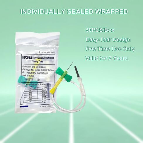 21G Butterfly Needles 50Pcs, Collection Needle 21g Luer 3/4" X 10" Tubing for Lab & Veterinary in Saudi Arabia