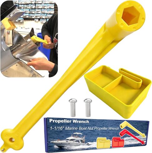 Floating Marine Boat Prop 1-1/16" Polymer Propeller Wrench & Prop Stop Propeller Stop Fit Mercury/Mercruiser/OMC,for All Outboard & Stern Drive Applications,Light-Weight, Rustproof Plastic,Yellow in Kuwait
