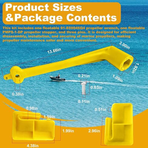 Floating Marine Boat Prop 1-1/16" Polymer Propeller Wrench & Prop Stop Propeller Stop Fit Mercury/Mercruiser/OMC,for All Outboard & Stern Drive Applications,Light-Weight, Rustproof Plastic,Yellow in Kuwait