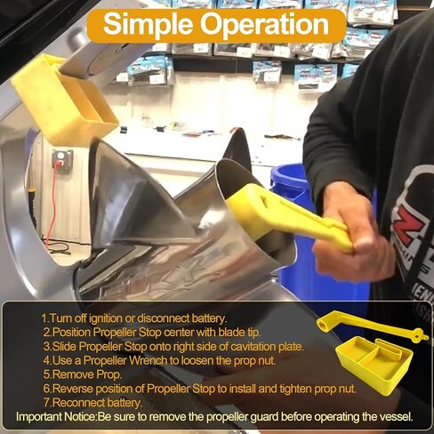 Floating Marine Boat Prop 1-1/16" Polymer Propeller Wrench & Prop Stop Propeller Stop Fit Mercury/Mercruiser/OMC,for All Outboard & Stern Drive Applications,Light-Weight, Rustproof Plastic,Yellow in Kuwait