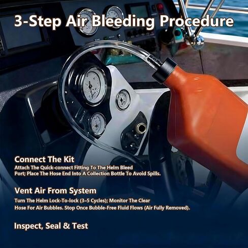 Hydraulic Steering Bleed Kit for Seastar Systems – Professional Marine Bleeding Control with Leak-Proof Brass Connector, Compatible with All Outboard, Sterndrive & Inboard Boats in Kuwait