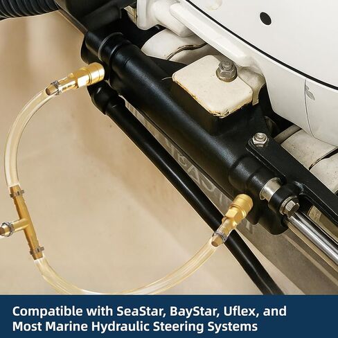 طقم تسييل توجيه هيدروليكي مقاس 30 بوصة/ 76.2 سم مع خرطوم حشو - متوافق مع أنظمة SeaStar وBayStar وUflex، أداة إزالة الهواء وملء السوائل بسهولة، تعمل على مجموعة صيانة التوجيه البحري الخارجي in Kuwait